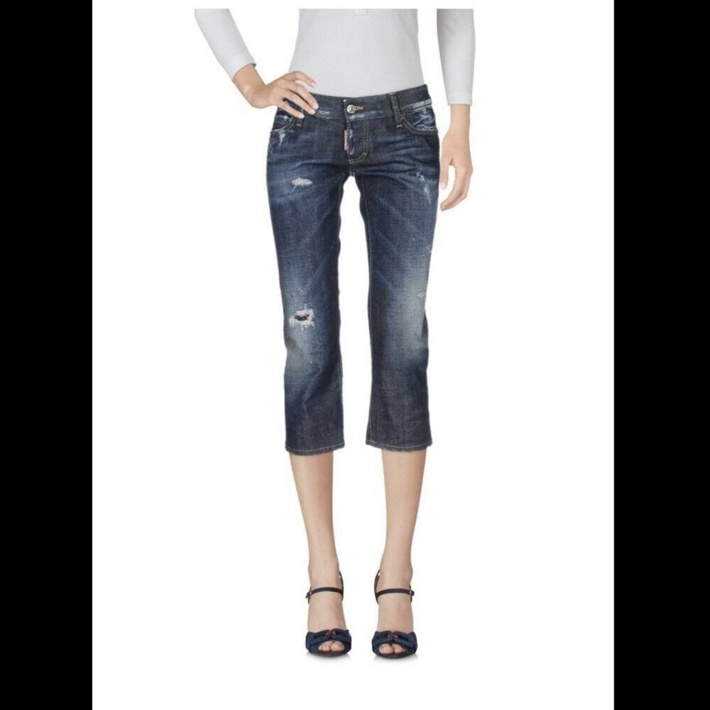 Dsquared2 Womens Cropped Jeans Size 38 XS Destroyed Denim